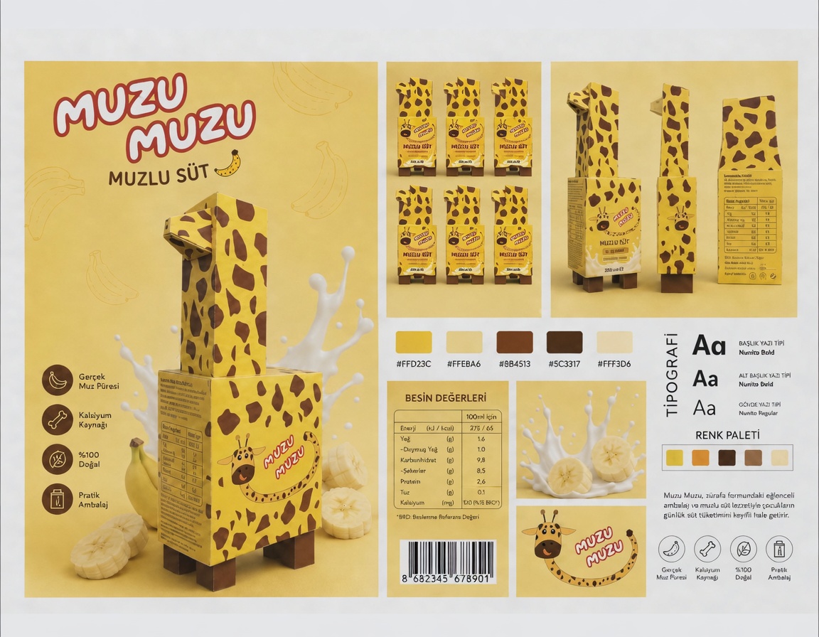 Muzu Muzu Muzlu Süt Ambalaj Tasarımı